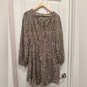 SHEIN Beige and Black Floral Dress